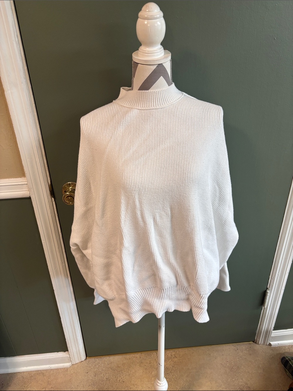Free People White Mock Neck Pullover Sweater